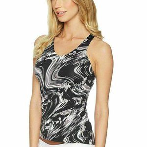NIKE Women's Marble-Print Sport Racerback Tankini Top Size S